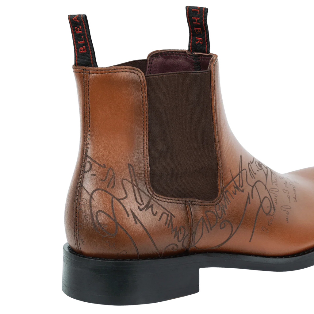 Westwood: Chelsea Boots Homme - Cuir Cognac Gravé