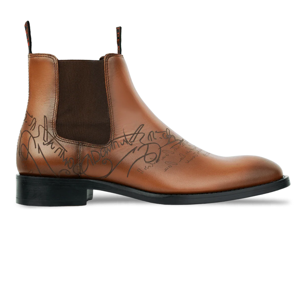 Westwood: Chelsea Boots Homme - Cuir Cognac Gravé