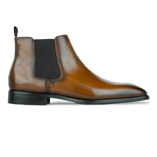 Mayfair : Chelsea Boots Homme - Cuir Cognac Patiné