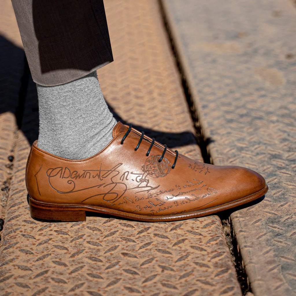 Landon: Richelieu Homme - Cuir Cognac gravé