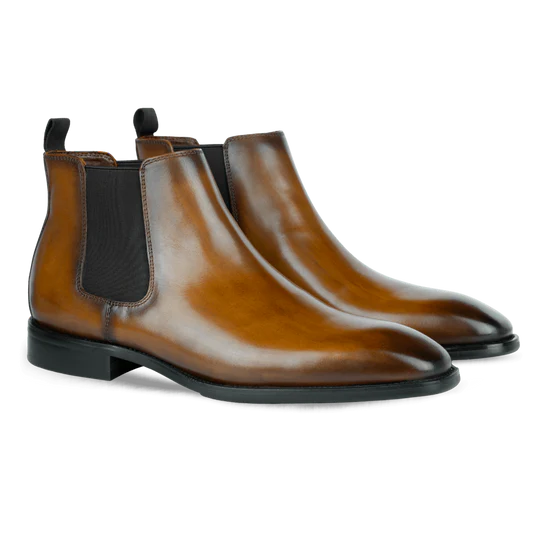 Mayfair : Chelsea Boots Homme - Cuir Cognac Patiné