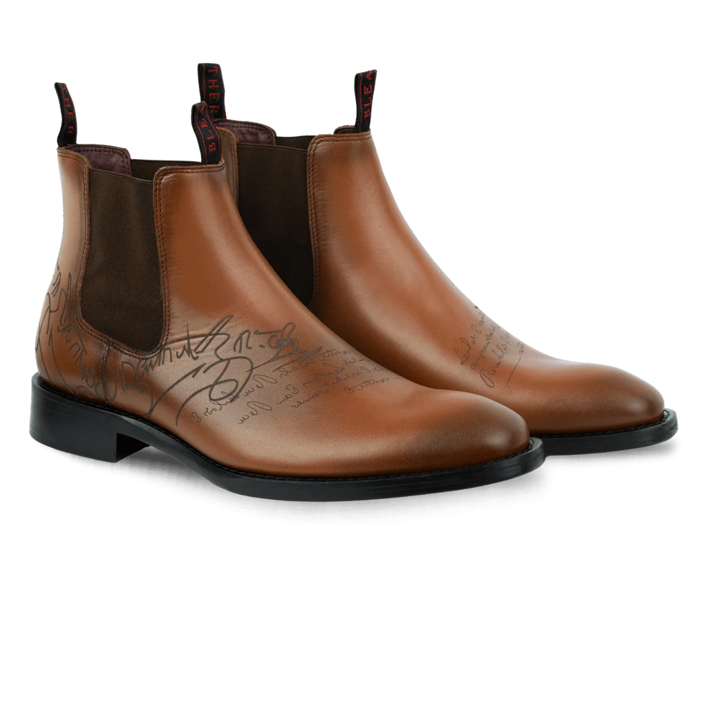 Westwood: Chelsea Boots Homme - Cuir Cognac Gravé