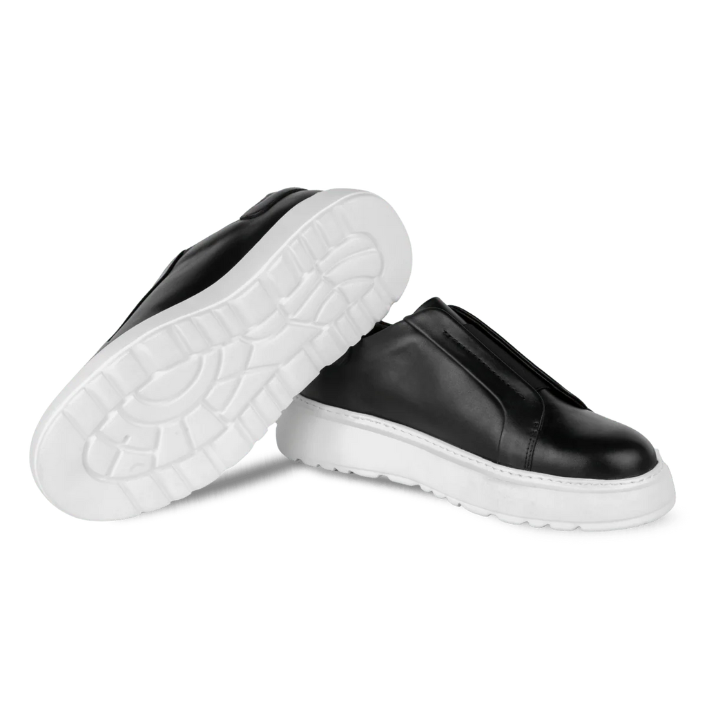 George : Sneakers Homme - Cuir Noir