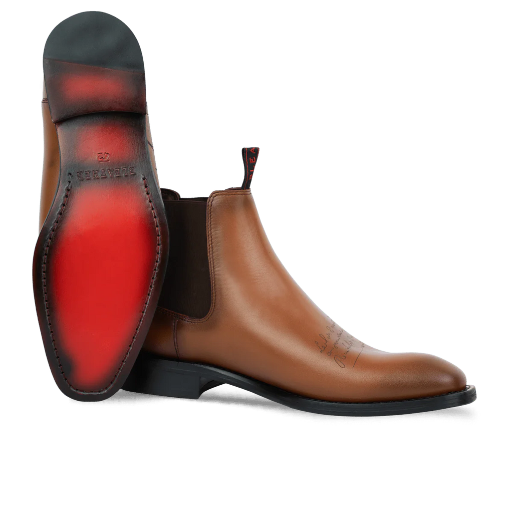 Westwood: Chelsea Boots Homme - Cuir Cognac Gravé