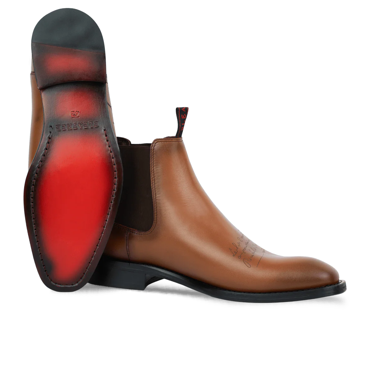 Westwood: Chelsea Boots Homme - Cuir Cognac Gravé