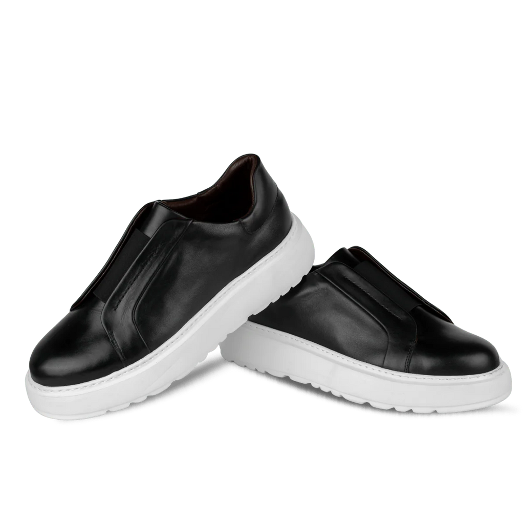 George : Sneakers Homme - Cuir Noir