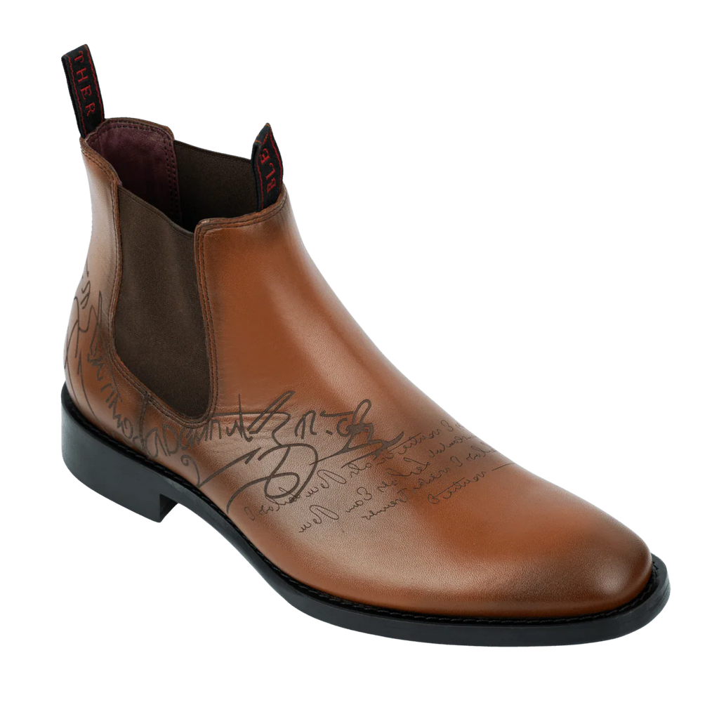 Westwood: Chelsea Boots Homme - Cuir Cognac Gravé
