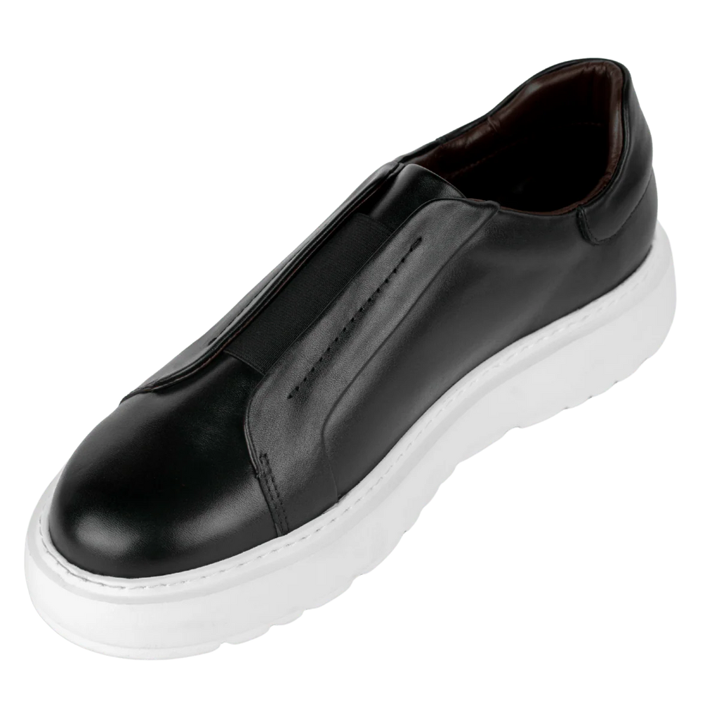 George : Sneakers Homme - Cuir Noir